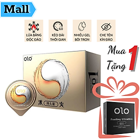Bao cao su OLO tăng hưng phấn Ice & Fire lửa băng, siêu mỏng, nhiều gel - Hộp 10 bcs