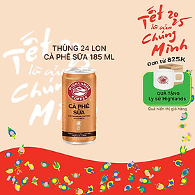 Thùng 24 Lon Cà Phê Sữa Highlands Coffee (185ml/Lon)