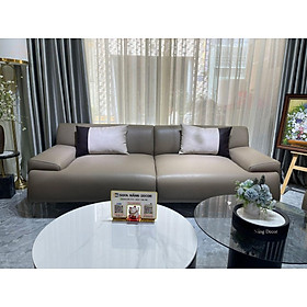 Mua Combo ghế sofa băng da bò Italy Juno sofa màu xám cafe SFBCT24 2m2 /1m6 hàng cao cấp chuẩn da bò nhập khẩu Ý