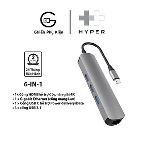 Mua Hub HyperDrive HD233B 6IN1 4K HDMI Cổng Chuyển Đổi Type C Dành Cho Macbook/iPad - Hàng Chính Hãng