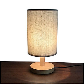 Đèn ngủ để bàn gỗ cao cấp chóa vải - Tặng kèm bóng LED chuyên dụng