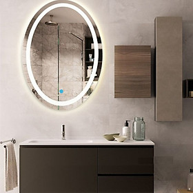 Gương treo tường hình oval đèn led cảm ứng gnt07
