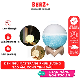 Mua Đèn ngủ mặt trăng BENZ xông tinh dầu  phun sương tạo ẩm phòng ngủ có 3 chế độ màu sắc phiên bản PREMIUM fullbox tặng đế gỗ