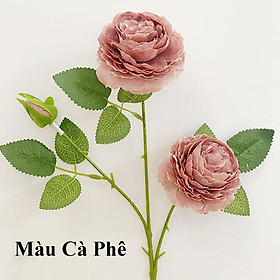 Mua Hoa giả - Hoa hồng Lụa Lucas cao cấp 65cm 2 bông 1 nụ trang trí nhà cửa  nội thất  cửa tiệm