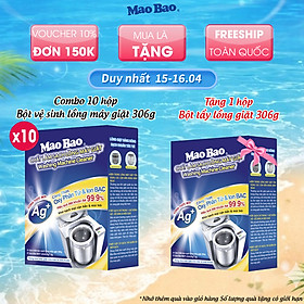 Combo 10 Hộp Bột Vệ Sinh Máy Giặt Mao Bao 306g - Loại Bỏ Cặn Bẩn, Khử Mùi Cho Máy Giặt Cửa Trên/Trước