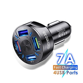 (GIÁ SỈ) Cốc sạc ô tô, Tẩu sạc nhanh thông minh Qualcom 3.0 4 cổng USB 12v-24v mẫu mới cho các xe