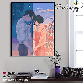 Mua Tranh Tô Màu Theo Số Bình Yên Bên Em BEE HAPPY Tình Yêu Đôi Lứa Couple Yêu Xa TY4097