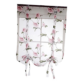 Elegant Flower Short Roman Curtain Tie-up Shade  Voile Small Window #1