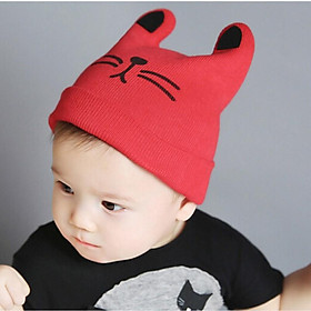 Nón len họa tiết hình mèo dễ thương - red