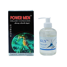 Bao cao su Powermen Cá ngựa 12 cái và 250ml gel bôi trơn KLY