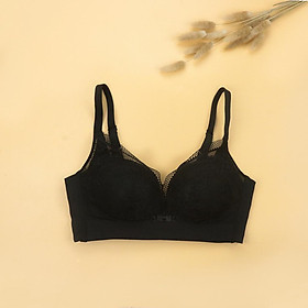 Áo Lót Nâng Ngực Nữ Không Gọng Đệm Dày LUPERI LU3AL862 Phối Ren Nâng Đẩy Ngực Bản Lưng Không Đường May 3 Móc