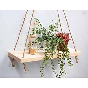Mua Kệ gỗ treo tường bằng dây thừng kiểu dáng Vintage đủ kích thước/ Decor trang trí nhà cửa