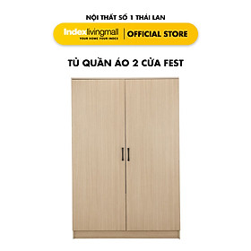 [ Miễn Phí Vận Chuyển & Lắp Đặt ] Tủ quần áo 2 cánh Fest 1m2 Gỗ Công Nghiệp cao cấp chống ẩm Màu gỗ tự nhiên | Index Living Mall - Phân phối độc quyền tại Việt Nam | Nhập khẩu Thái Lan