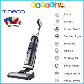 Máy Hút Bụi Lau Sàn Khô Uớt Tự Giặt Giẻ, Diệt Khuẩn TINECO Floor One S3, Thương Hiệu Mỹ Lực Hút 12,000 Pa, Công Suất 220 W - Hàng Nhập Khẩu - Bảo Hành 24 Tháng