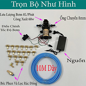 Mua Combo máy bơm phun sương 12v áp lực cao - máy bơm nước mini 12v làm mát không khí - bơm nước việt nhật tăng áp mini