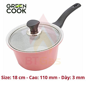 Nồi đúc chống dính Ceramic vân đá đáy từ Green Cook GCS02 Hồng Pastel 