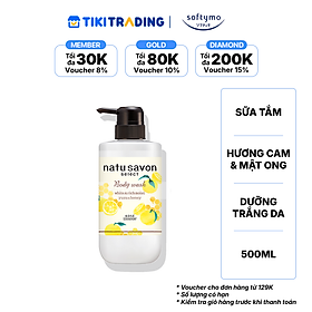 Sữa tắm tạo bọt dưỡng trắng và làm mềm mịn da SOFTYMO NATU SAVON hương cam yuzu & mật ong chai (500 ml/chai)