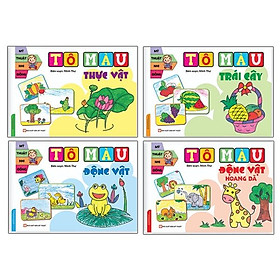 Bộ Sách Mỹ Thuật Nhi Đồng - Tô Màu: Động Vật + Thực Vật + Động Vật Hoang Dã + Trái Cây (Bộ 4 Cuốn)