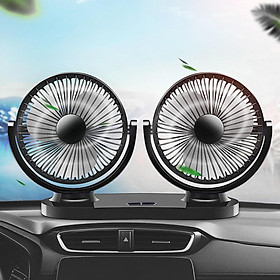 Car Dual Head Fan 3 Speed Levels Auto Fan Low Noise Fit for Home Desktop Truck Office