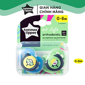 Ty ngậm thoáng khí cho bé Tommee Tippee Air 0-6 tháng (vỉ đôi) - Chim sẻ xanh