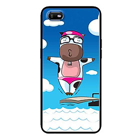 Ốp Lưng in cho Oppo A1K Mẫu Bò Sữa Bơi Lội - Hàng Chính Hãng