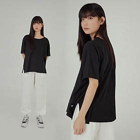 Áo thun trơn xẻ tà đen trắng đơn giản Sheera T-shirt | LND