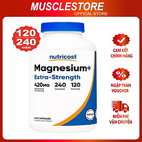 Viên Uống Nutricost Magnesium Extra Strength (420mg), Hỗ Trợ Xương, Giảm Stress và Cơ Bắp
