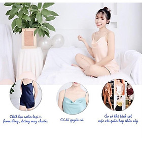Set Bộ Mặc Nhà NHIHOUSE71 Áo Hai Dây CỔ ĐỔ Quần Ngắn LỤA SATIN Loại 1