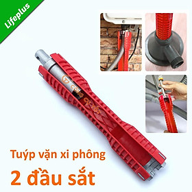 Mua Tuýp vặn xi phông - cờ lê 2 đầu sắt chuyên tháo lắp ống và đầu cấp cho bồn rửa  bình nóng lạnh