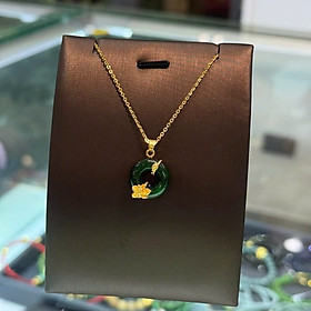 Mặt Đồng Điếu Bọc Liên Hoa Vàng 10K – Đá Tự Nhiên Cao Cấp, Chế Tác Tinh Xảo, Đeo Đẹp – Phụ Kiện Trang Sức
