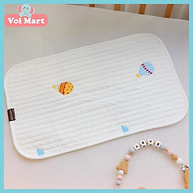 Gối Sơ Sinh Cho Bé Hàn Quốc Aiduole 3 lớp Họa Tiết Thêu Dễ Thương Chất Cotton Mềm, Thấm Mồ Hôi Bảo Vệ Đầu