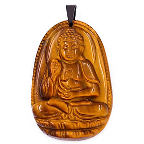 Mặt dây chuyền Phật A Di Đà đá mắt hổ 3.8cm - Phật bản mệnh tuổi Tuất, Hợi - Mặt size nhỏ