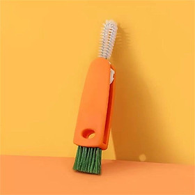 Mua Cọ rửa nắp bình giữ nhiệt  bình sữa  nắp chai đa năng 3 trong 1 hình CÀ RỐT cute - Bàn chải mini vệ sinh nắp bình nước