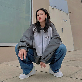 Áo khoác dù 7Zia - Trắng/Đen, ÁO 7ZIA Windbreaker Jacket, ÁO KHOÁC DÙ BOMBER NAM NỮ