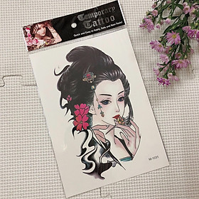 Hình xăm dán cô gái màu cao cấp tattoo 15x21cm- phù hợp dán tay, chân, vai, ngực, bụng