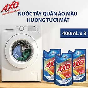 Combo 3 túi Nước tẩy quần áo màu Axo - Dạng túi 400ml hương Đào/Tươi Mát