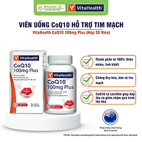 Viên Uống VITAHEALTH CoQ10 100mg Plus Hỗ Trợ Sức Khỏe Tim Mạch Hỗ Trợ Huyết Áp ( Hộp 30 Viên)