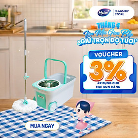 [Tặng Bông Lau] Bộ Lau Nhà MyJae Đài Loan Sợi Microfiber Xoay Siêu Tốc 360 Độ Thông Minh 129.5cm