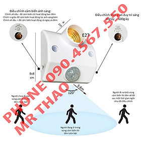 Đui Đèn Cảm Biến - Cảm Biến Chuyển Động - Thông Dụng Tiện Lợi - Sử Dụng Đui Xoáy E27 