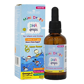 DHA drops dạng giọt Natures Aid cho bé từ 3 tháng tuổi 50ml
