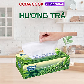 Giấy Lụa Hộp Pulppy Hương Trà Khăn Giấy Rút 100 Tờ 2 Lớp
