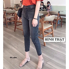 QUẦN JEANS BAGGY NỮ TRƠN LƯNG CAO FORM CHUẨN – QUẦN BÒ NGỐ XÁM CHUỘT 44