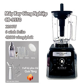 Máy xay sinh tố công nghiệp CB9550 đa năng mạnh mẽ, pha chế đồ đá xay công suất lớn 2200W cho quán đồ uống, bar, take away, nhà hàng khách sạn, kèm quà tặng