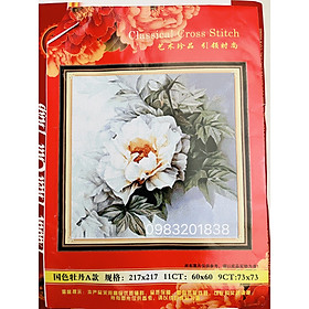 Mua Tranh thêu kín chữ thập Hoa hồng trắng  kích thước 60*60 cm