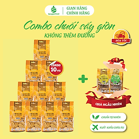 Combo 10 túi Chuối sấy giòn KHÔNG THÊM ĐƯỜNG Nonglamfood túi 150g | Banana Chips | Đồ ăn vặt dinh dưỡng, thơm ngon