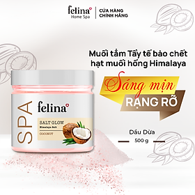 Muối tắm tẩy tế bào chết body Felina Home Spa 500g từ hạt muối hồng Himalaya thanh khiết giúp da sạch sâu, sáng mịn