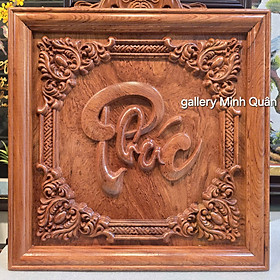 Tranh chữ PHÚC gỗ hương đá liền tấm