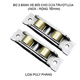 Mua Bộ 2 bánh xe đôi rộng 16mm cho cửa trượt-cửa lùa inox không gỉ  dùng cho cửa lùa nhựa  nhôm  thép