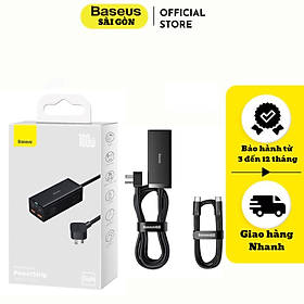 Mua Bộ Sạc Nhanh Baseus 100W GaN3 Pro Desktop Powerstrip 6 in 1 AC 100V-220V (2AC+2U+2C) (Type-C To Type-C 100W(20V/5A)) PSZM- Hàng chính hãng