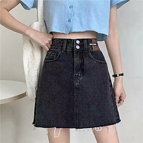 Chân váy nữ denim màu đen mới rộng rãi và thon gọn Women Jean